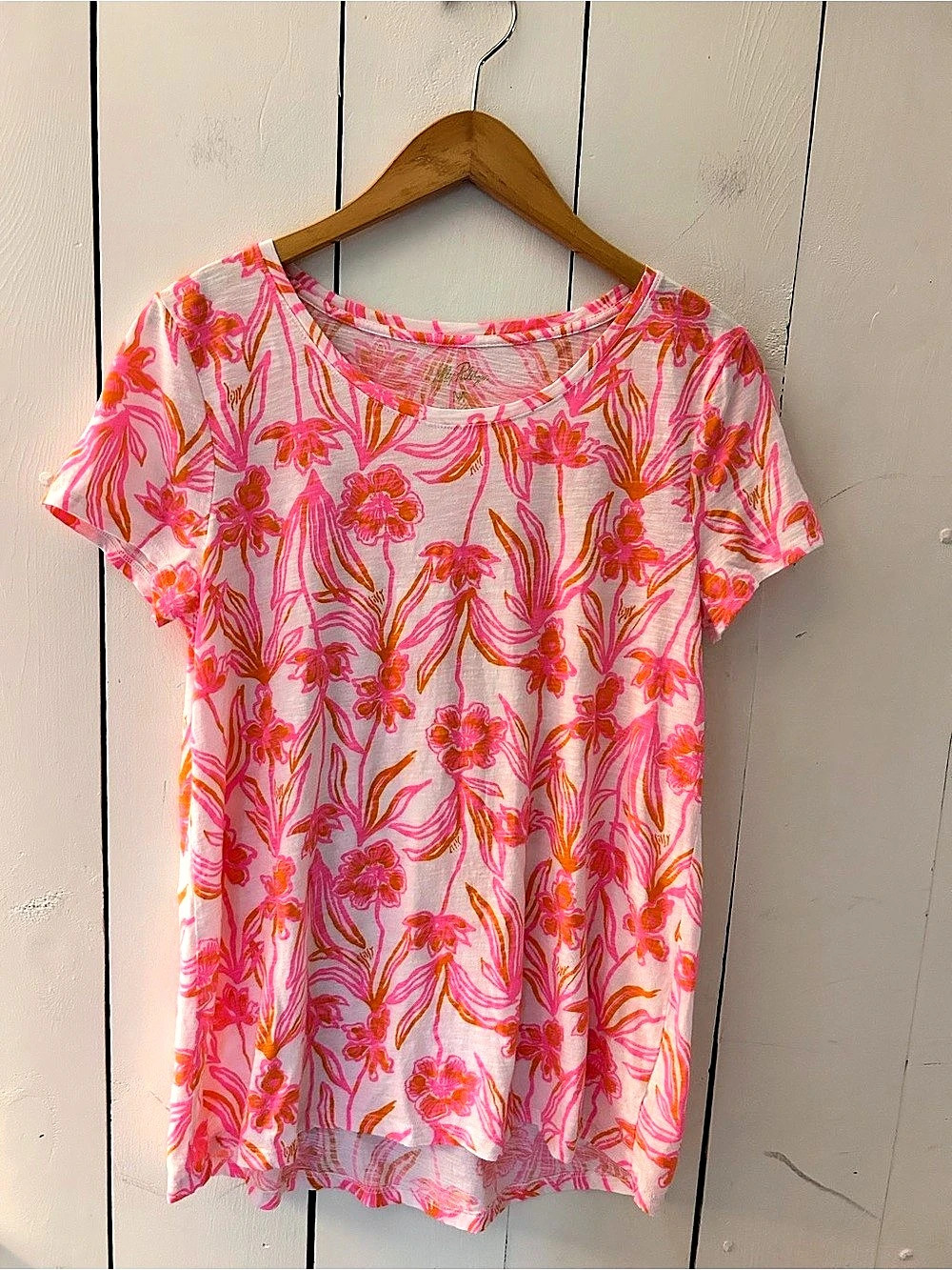 Lilly Pulitzer Etta scoop, top lovely long-term pink orange size M